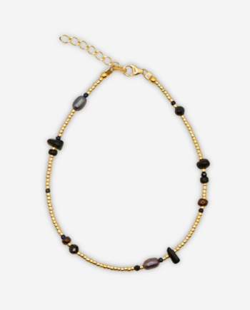 RAFA - bransoletka na nogę z perłami, spinelami i onyksami