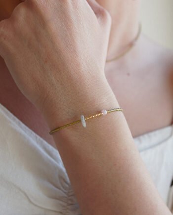 MAGNOLIA - bransoletka z kwarcem różowym, labradorytem i agatem