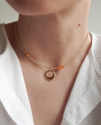 JAMAJKA - naszyjnik z amazonitem, masą perłową i spinelem