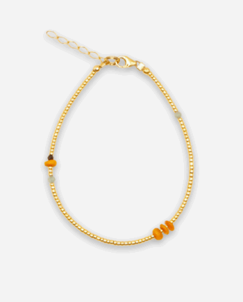 JAMAJKA - bransoletka na nogę z amazonitem, spinelem i masą perłową