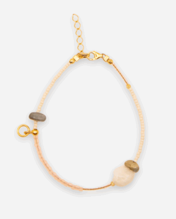 BIAŁE NOCE - bransoletka na nogę z opalem, kamieniem księżycowym i agatem