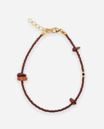 CZARNA PORZECZKA - bransoletka na nogę z kwarcem, jaspisem i spinelem