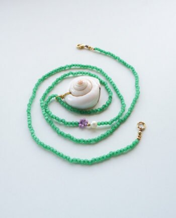 HAWAJE - naszyjnik z muszlą, ametystem i perłą | DOSTĘPNE DWIE SZTUKI