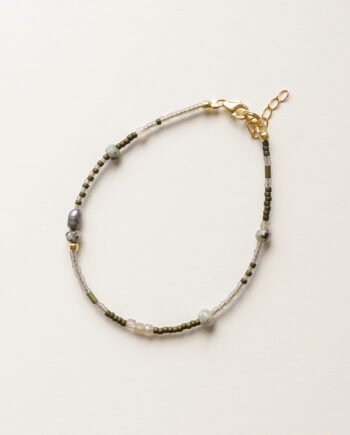 PRZEDWIOŚNIE - bransoletka z agatami, perłą i labradorytami